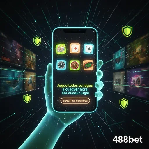 Usuário acessando jogo de casino móvel na plataforma confiável 488bet