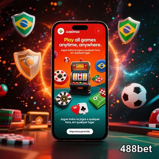 Imagem do aplicativo 488bet exibido na tela, promovendo apostas e jogos no site 488bet